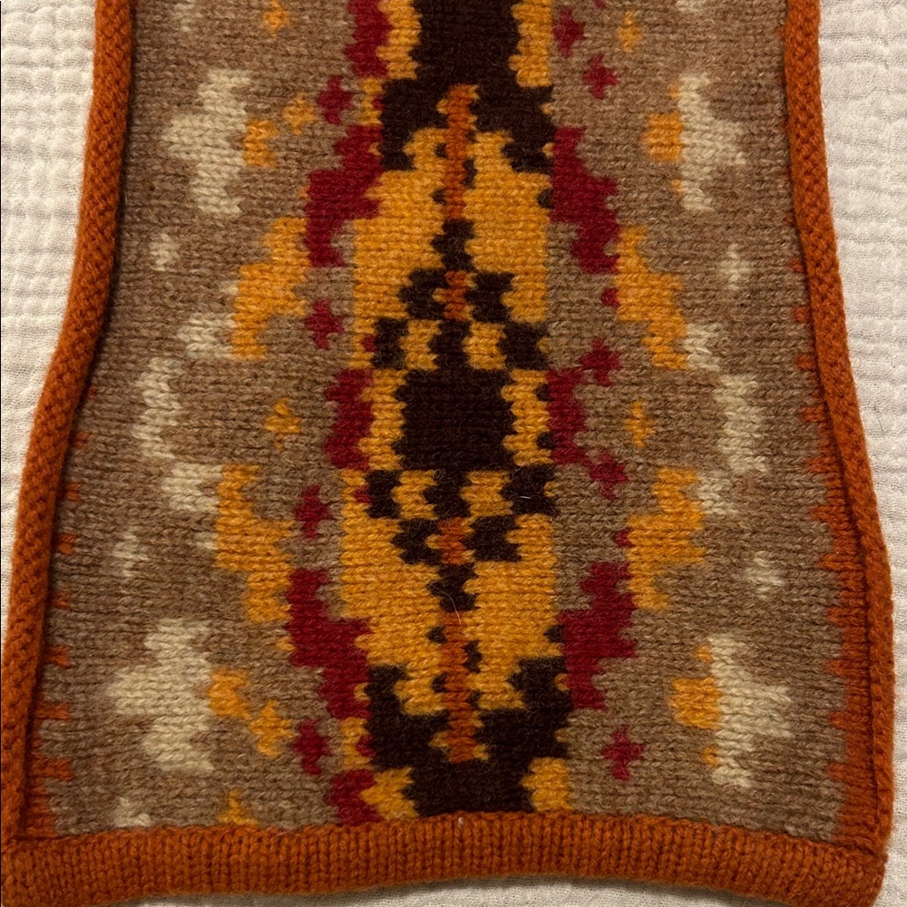 Echo Women’s Brown & Orange Knit Scarf 100% LambsWool Preppy Goblin Core Earthy - Picture 3 of 7